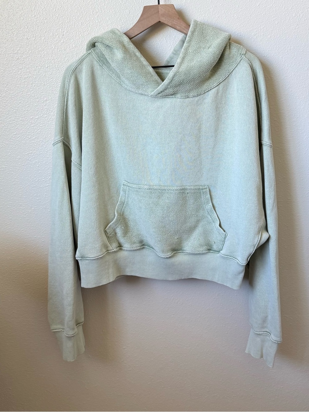Free People Washed Sage Cropped Hooded Sweatshirt